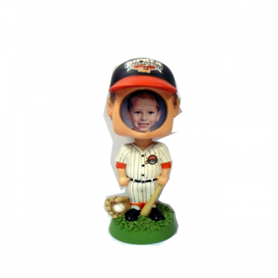 wholesale Baseball boy funny Resin bobble head with photo frame