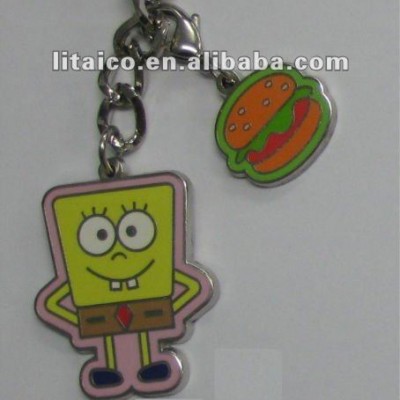 Wholesale OEM cartoon metal keychain with two pieces