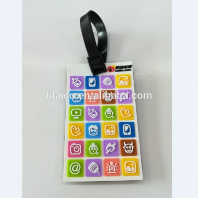 Business standard size custom cartoon rubber luggage tag