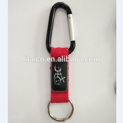 Wholesale Metal keychain with carabiner keychain with custom PVC logo short lanyard