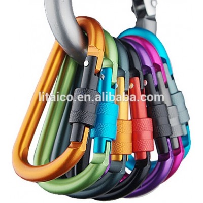 Safety D-Shape Buckle With Lock Aluminium Alloy Climbing Button Carabiner